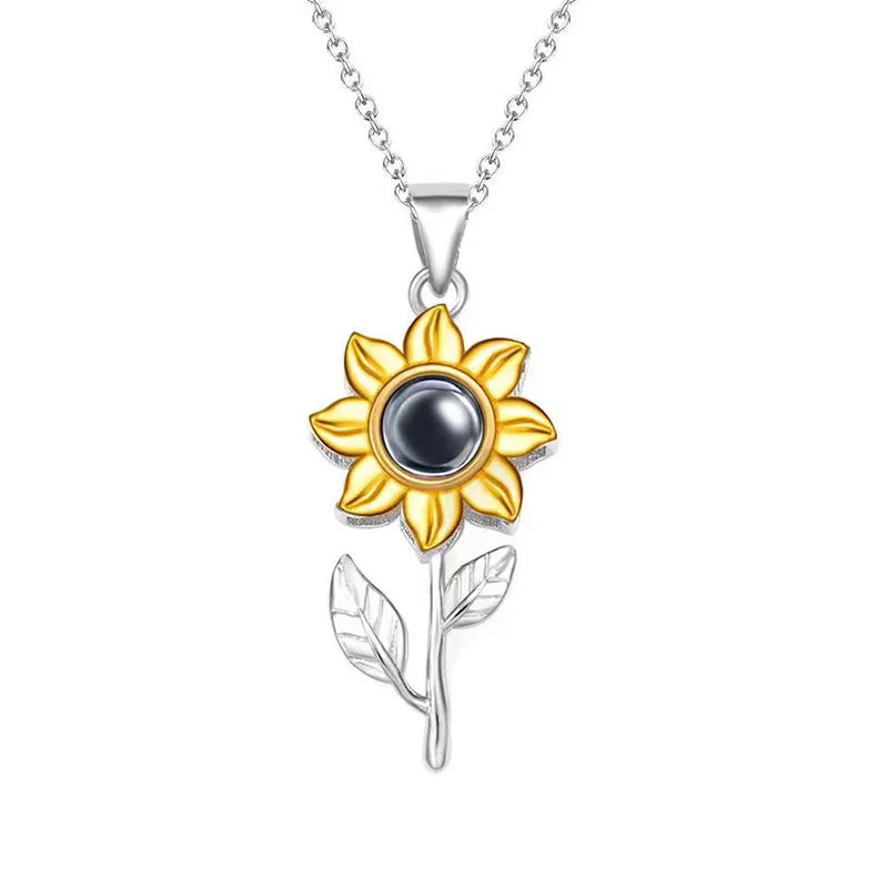 Vintage Elegant Sunflower Pendant Necklace for Women Fashion Aesthetic Flowers Clavicle Chain Choker Wedding Party Jewelry