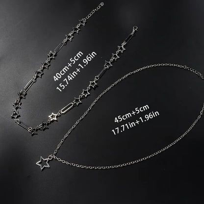 Personalized Punk Style Hollowed Out Stars Chain Double Layer Necklace Ladies Y2k Fashion Trend Holiday Party Accessories Gifts