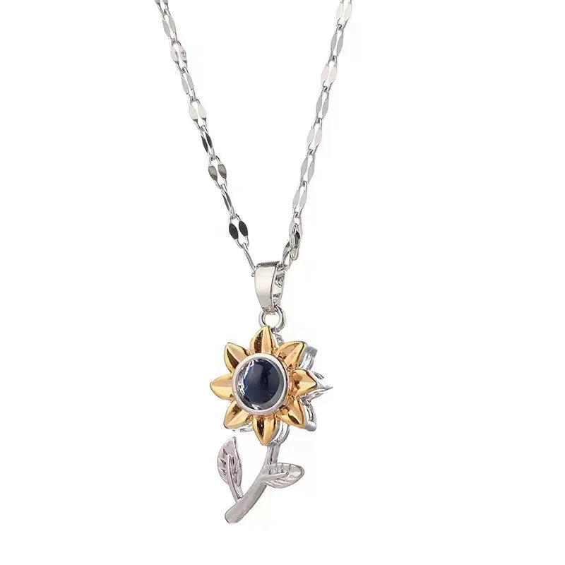 Vintage Elegant Sunflower Pendant Necklace for Women Fashion Aesthetic Flowers Clavicle Chain Choker Wedding Party Jewelry