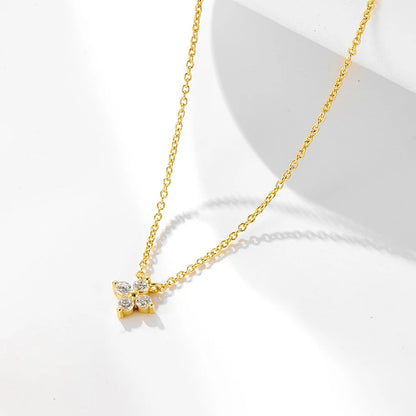 Fashion Tiny Flowers Dainty Necklace Gold Silver Color Stainless Steel Zircon Choker Necklace for Women Pendant Jewelry Gifts