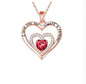 Colares luxuosos com pingentes de zircônia vermelha e caixa de presente com flor de rosa para namorada e mulheres, presentes de "Eu te amo", joias de casamento da moda 2024
