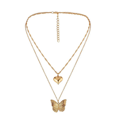 Vintage Butterfly Necklace Women Golden Stainless Steel Blade Snake Chains Aesthetic Charms Choker Women jewelry Gift To Mujer