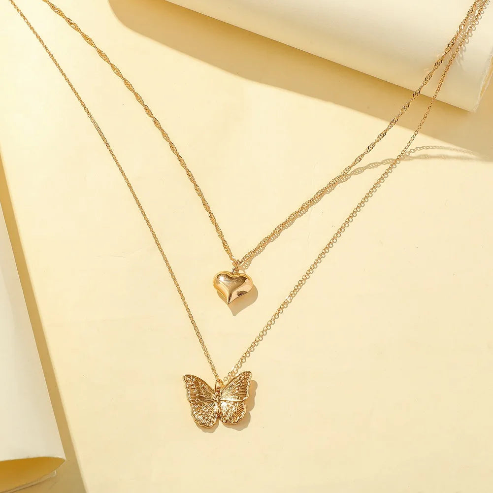 Vintage Butterfly Necklace Women Golden Stainless Steel Blade Snake Chains Aesthetic Charms Choker Women jewelry Gift To Mujer